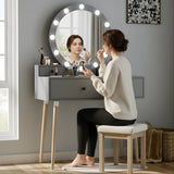 Dressing Table With Drawers and Hollywood Mirror Makeup Vanity Desk