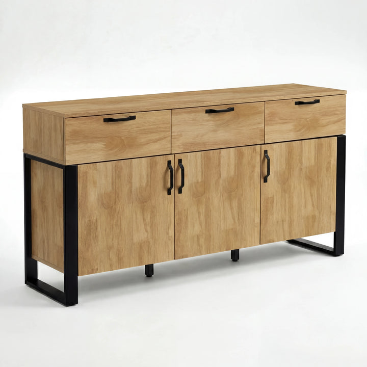Ironmere Mango Wood Effect 3 Door Sideboard Cabinet