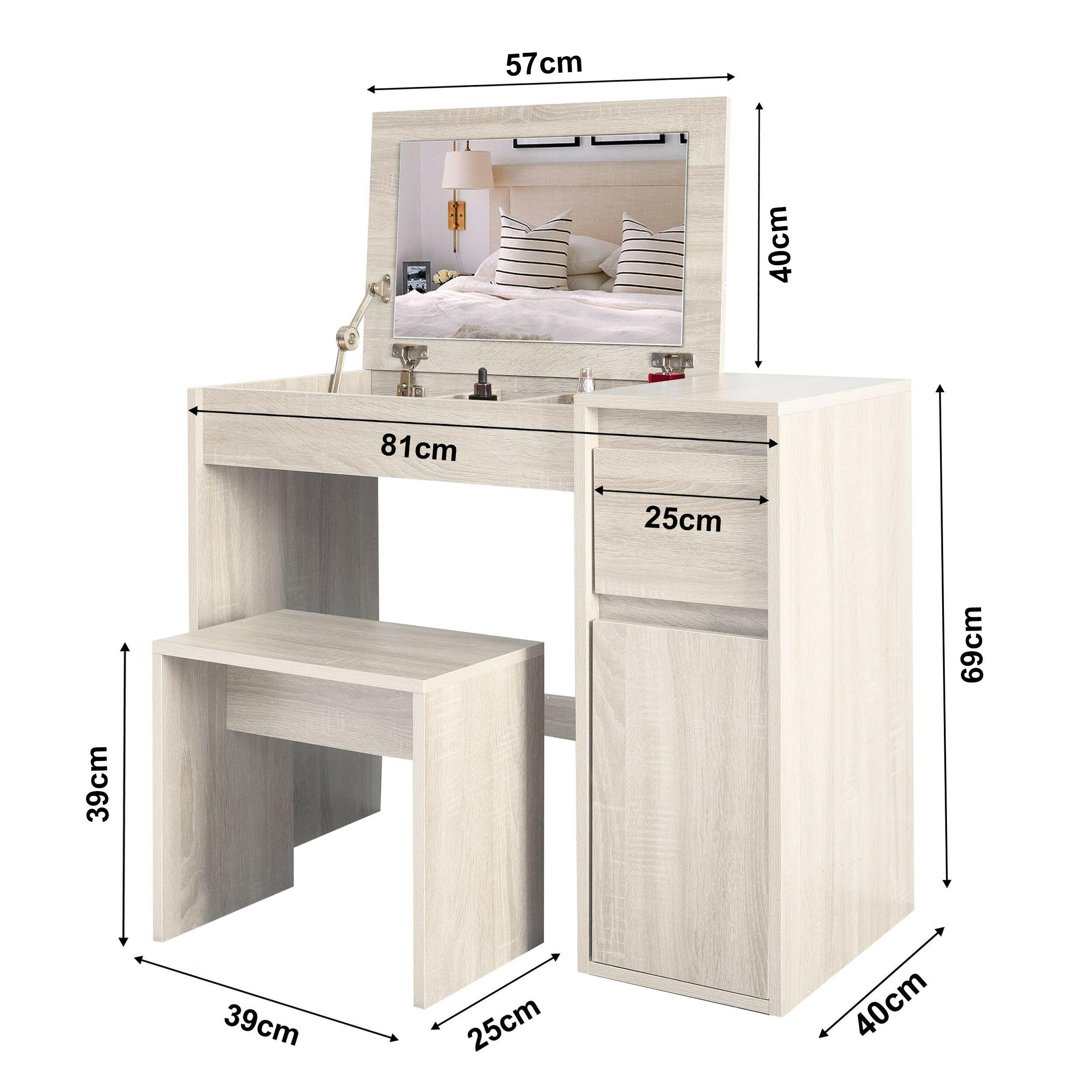 dressing table and drawers