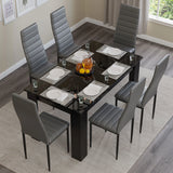 Gloss Black Marble Finish 4-6 Seater Dining Table and Chairs Set