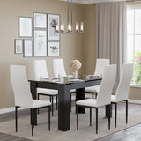 Gloss Black Marble Finish 4-6 Seater Dining Table and Chairs Set