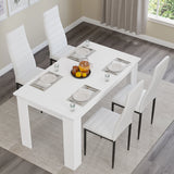Modern 4-6 Seater White Dining Table and Chairs Set