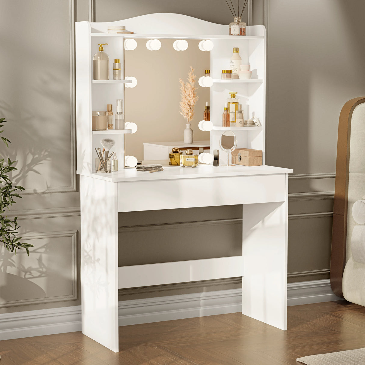 Dressing Table With Mirror & Led Lights - Makeup Vanity Desk