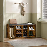 Hallway Shoe Storage Bench With Cushion & Adjustable Shelves