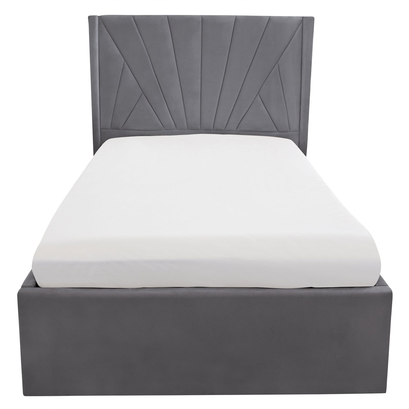 Blisswood Velvet Quilted Sunrise Design Ottoman Storage Bed With Mattress