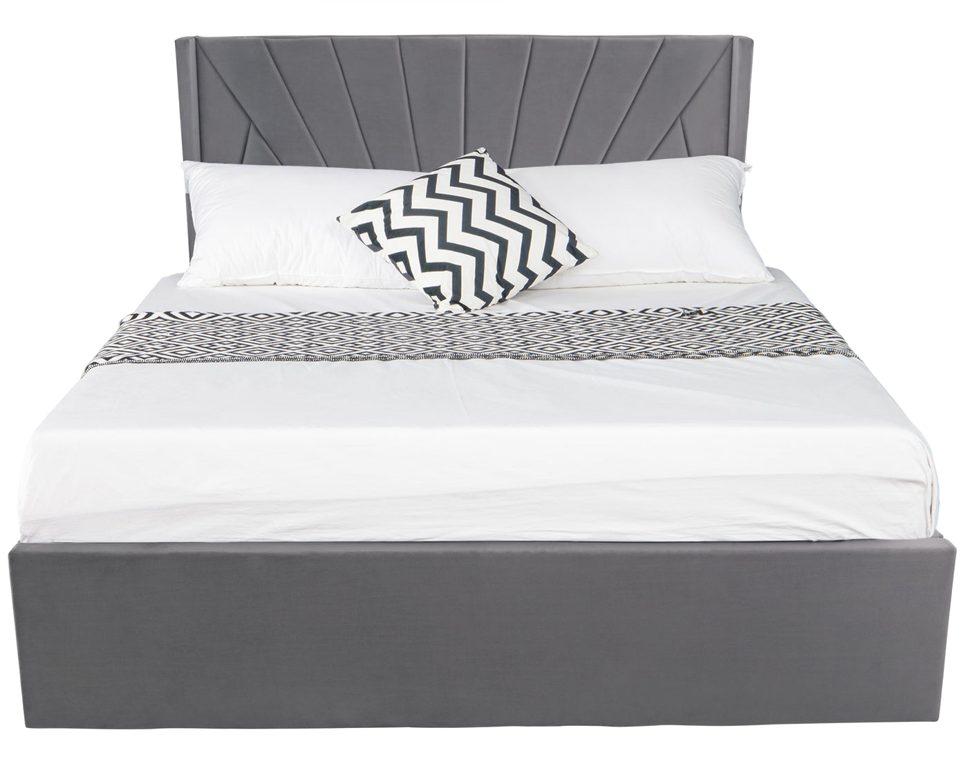 Blisswood Velvet Quilted Sunrise Design Ottoman Storage Bed With Mattress