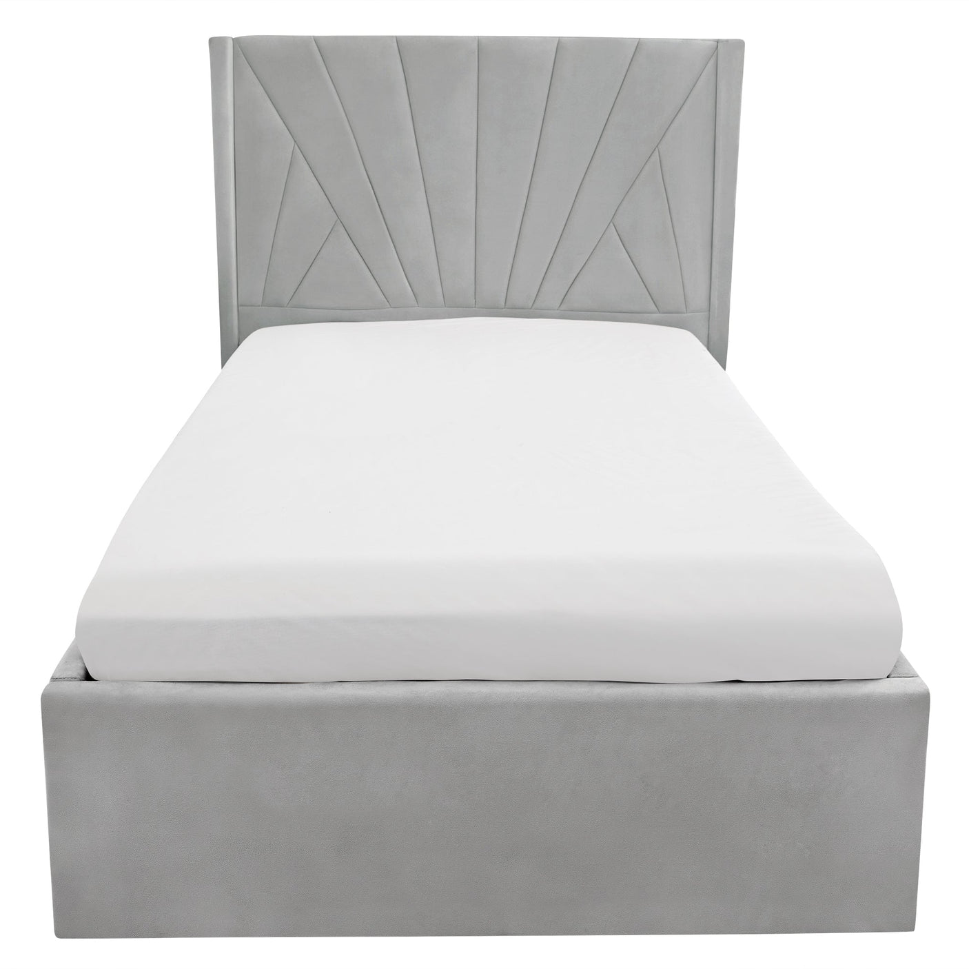 Blisswood Velvet Quilted Sunrise Design Ottoman Storage Bed With Mattress