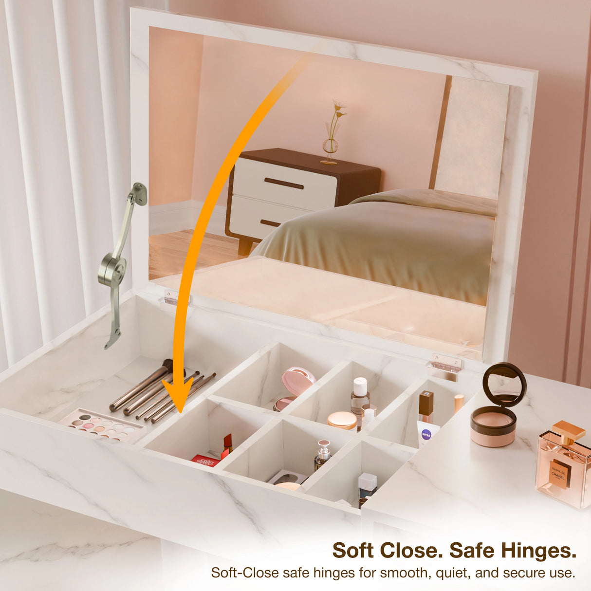 Dressing Table with Mirror and Storage - Makeup Vanity Desk for Girls