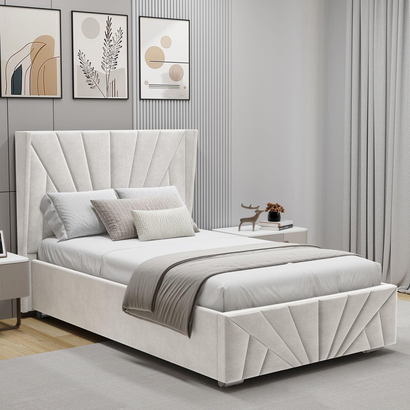 Velvet Ottoman Storage Bed - Sunrise Ottoman Bed Frame