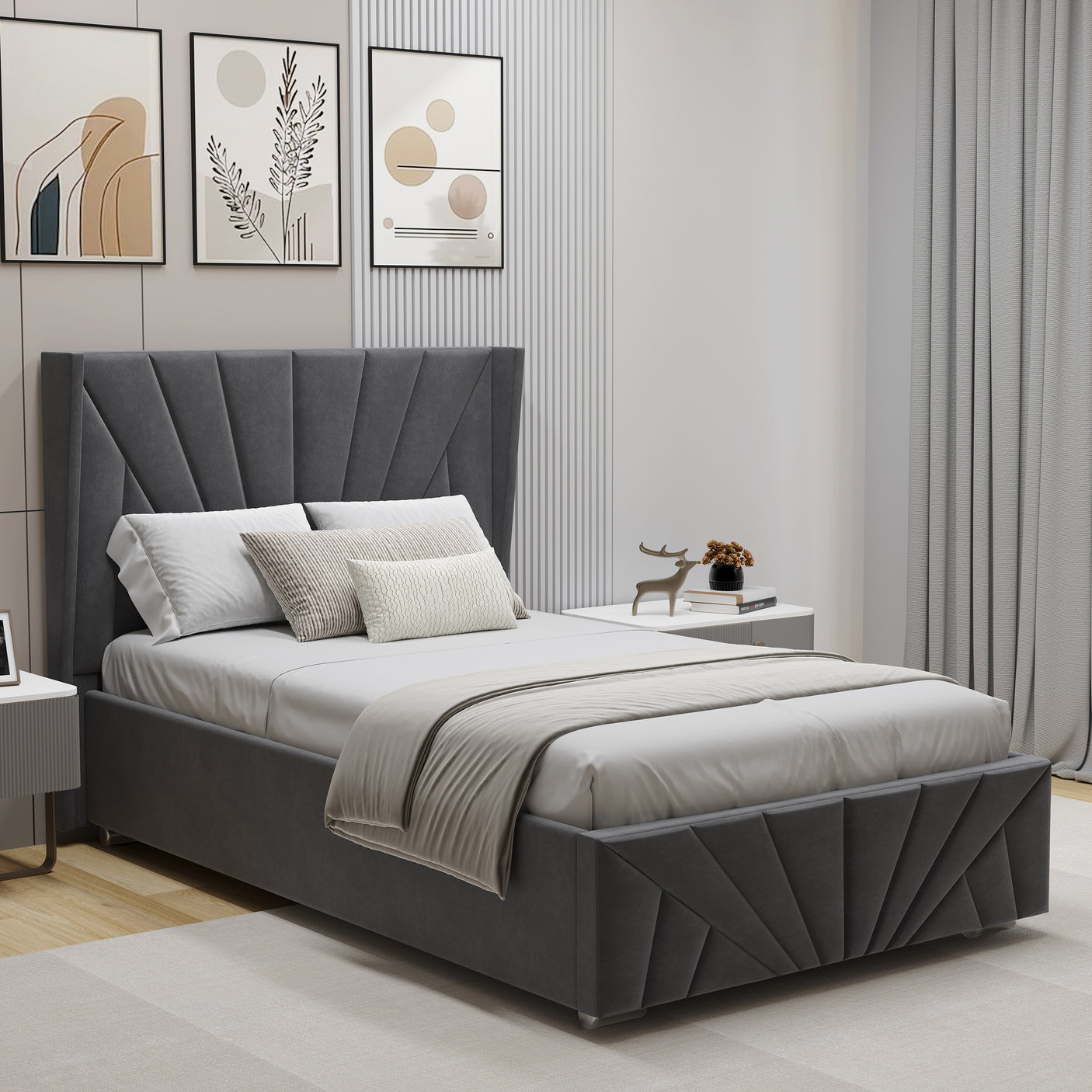 Velvet Ottoman Storage Bed - Sunrise Ottoman Bed Frame