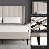 Vertical Line Velvet Upholstered Bed Frame Double & King Sizes