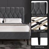 Chesterfield Velvet Upholstered Bed Frame With Adjustable Headboard
