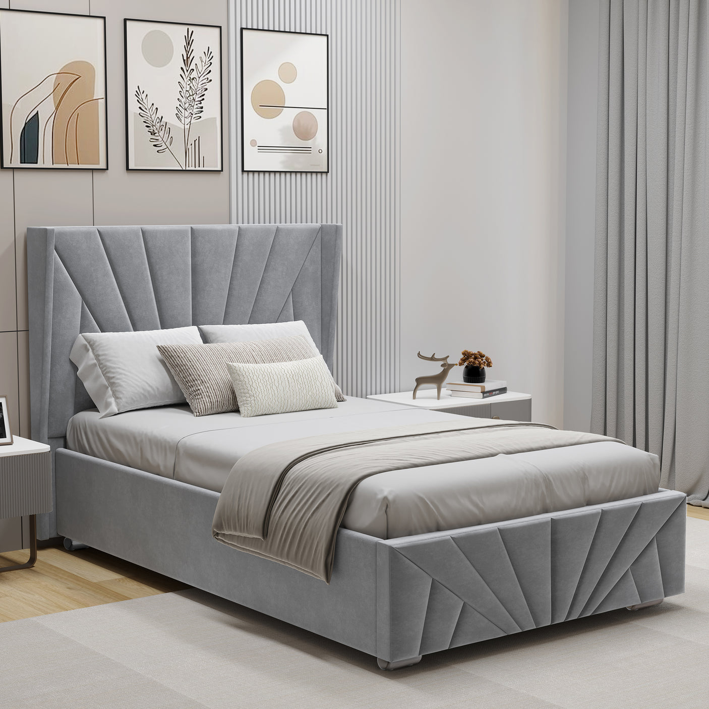 Velvet Ottoman Storage Bed - Sunrise Ottoman Bed Frame