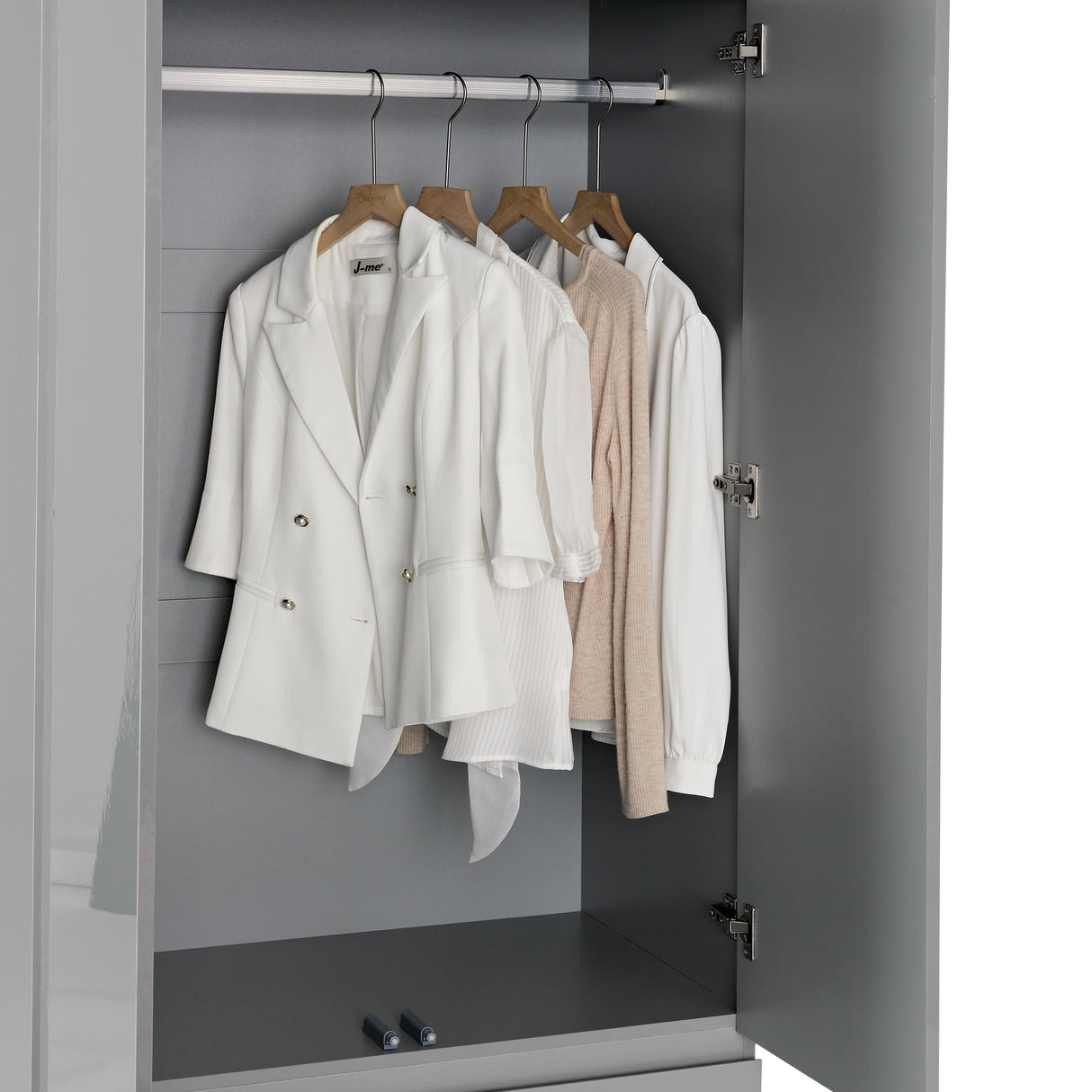 2-door wardrobe with 2 drawers, providing ample storage and sleek design.