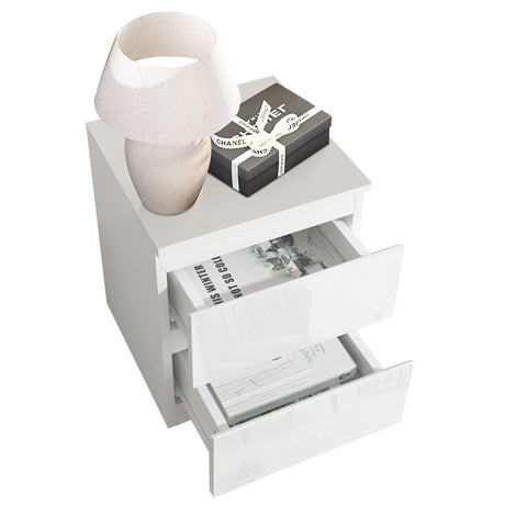 Elegant 2-drawer bedside chest of drawers, ideal for bedroom storage and organization.