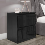 2 drawer black bedside table, compact and functional for your bedroom storage.