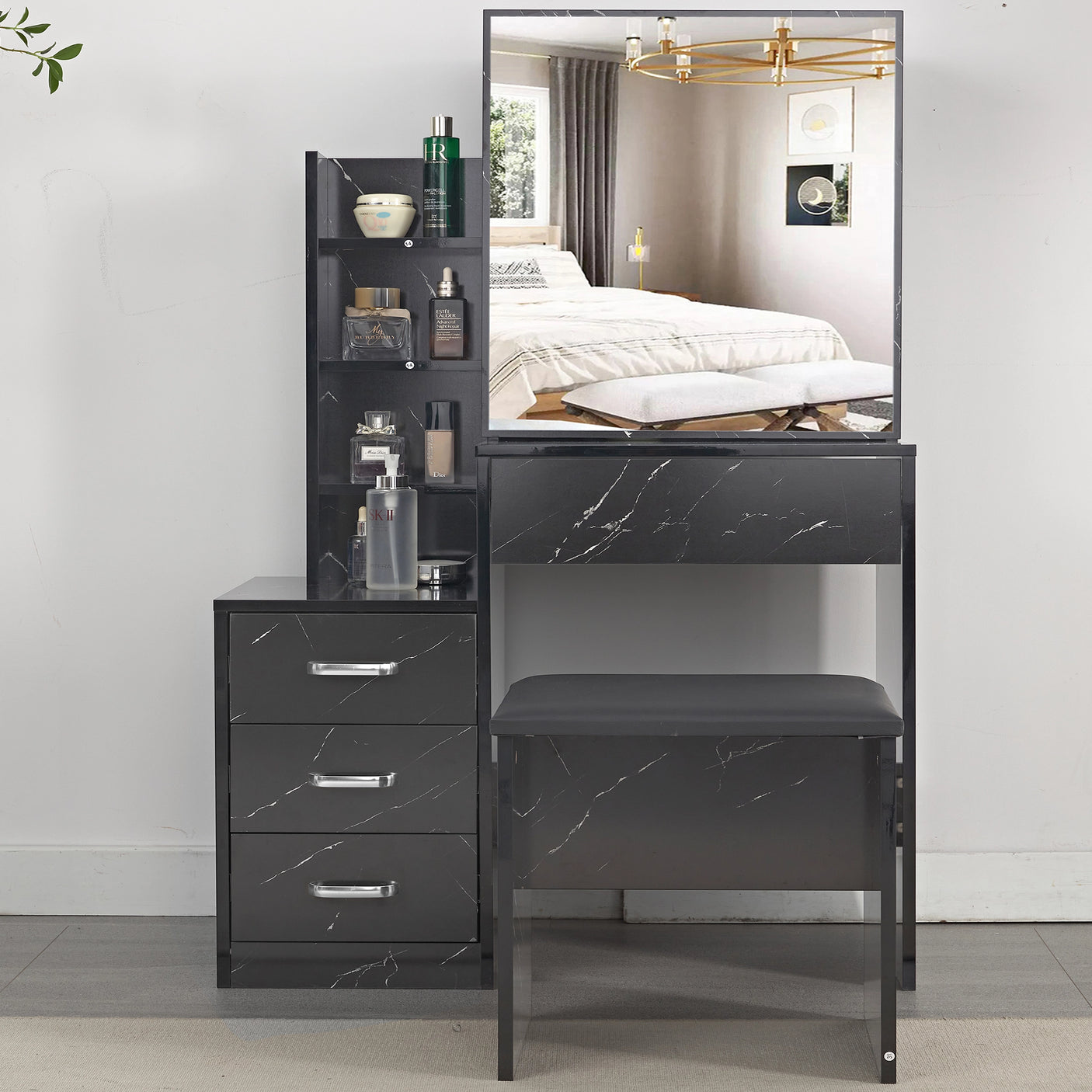 Dressing Table with Storage, Drawers and Mirror - Vanity Makeup Table