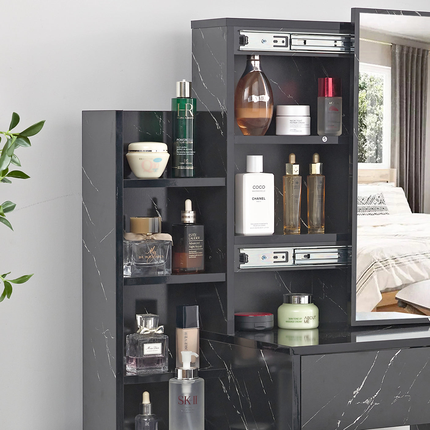 Dressing Table with Storage, Drawers and Mirror - Vanity Makeup Table