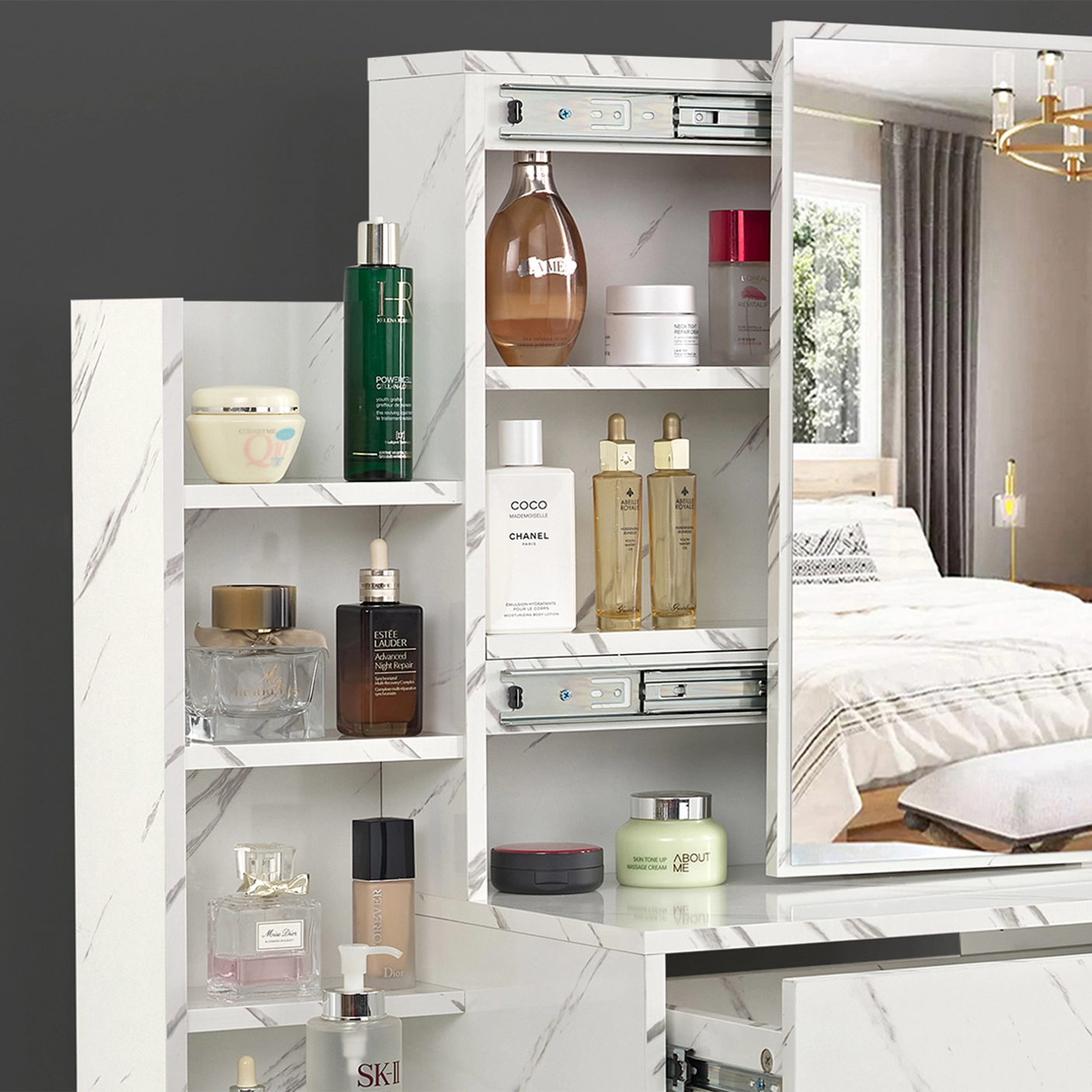 Dressing Table with Storage, Drawers and Mirror - Vanity Makeup Table