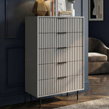 Flutrina Painted Tall Chest of 5 Drawers with Metal Handles