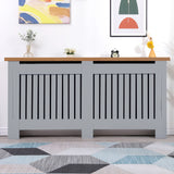 Radiator Cover With Oak Top - Vertical Slatted Design