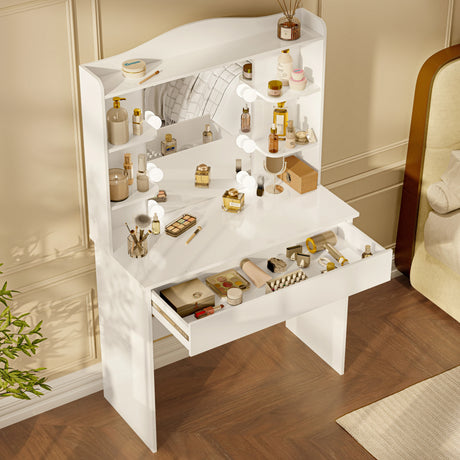 Dressing Table With Mirror & Led Lights - Makeup Vanity Desk