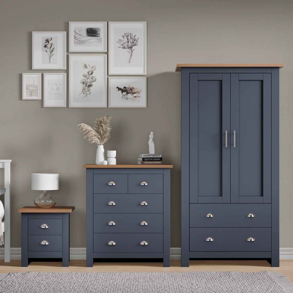 Shaker 3 Piece Bedroom Furniture Set - Wardrobe and Chest of Drawers
