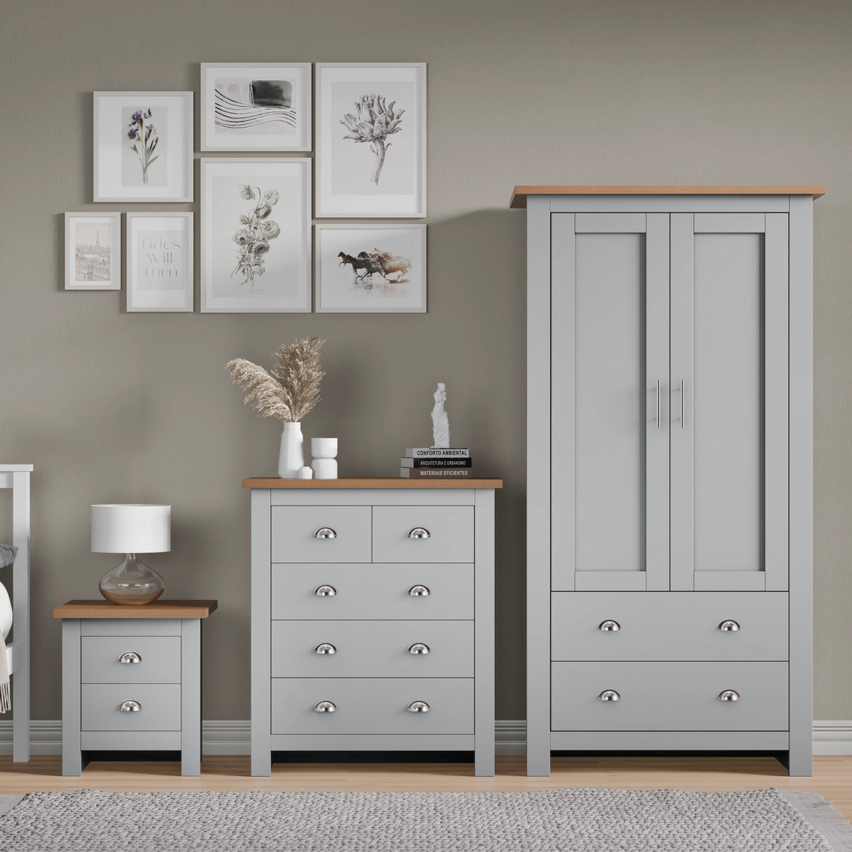 Shaker 3 Piece Bedroom Furniture Set - Wardrobe and Chest of Drawers