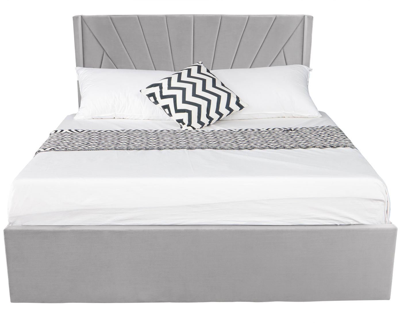Blisswood Velvet Quilted Sunrise Design Ottoman Storage Bed With Mattress