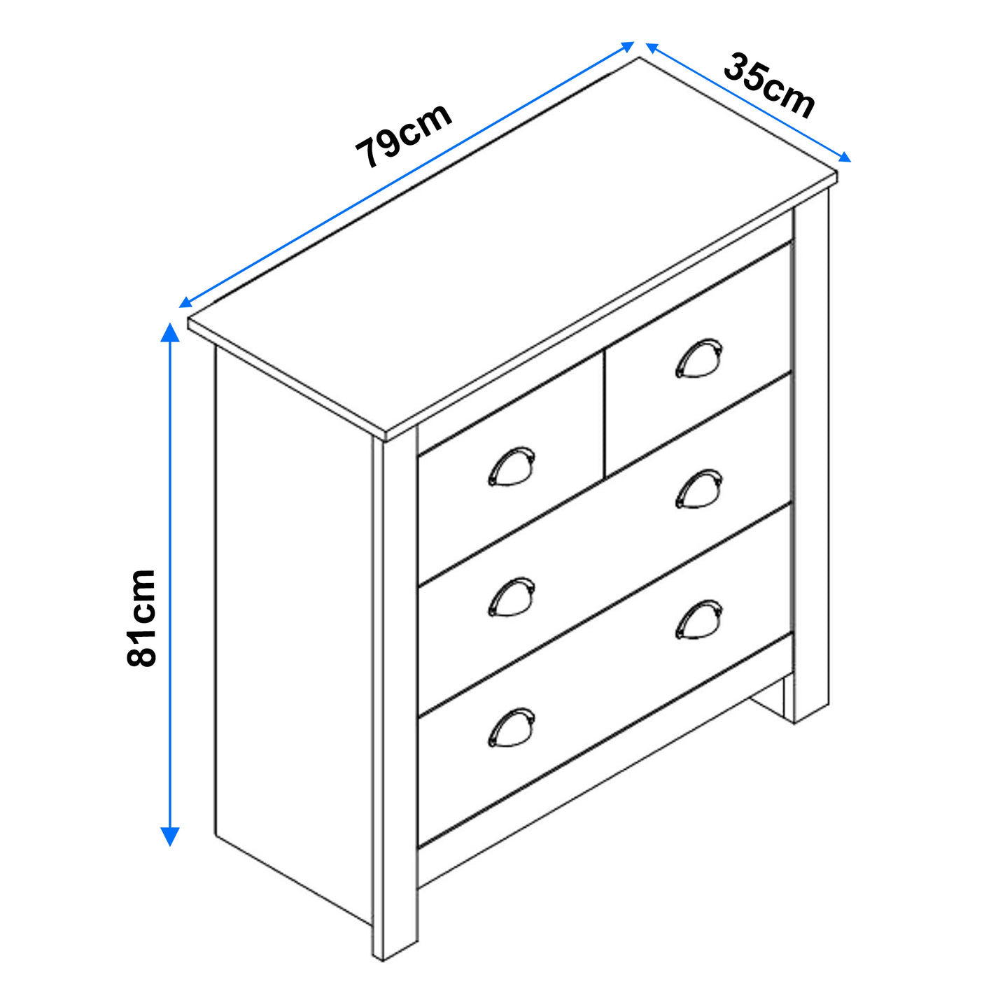 2 over 2 Chest of Drawers Bedroom - Chester Drawers