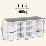 Hallway Shoe Storage Bench With Cushion & Adjustable Shelves
