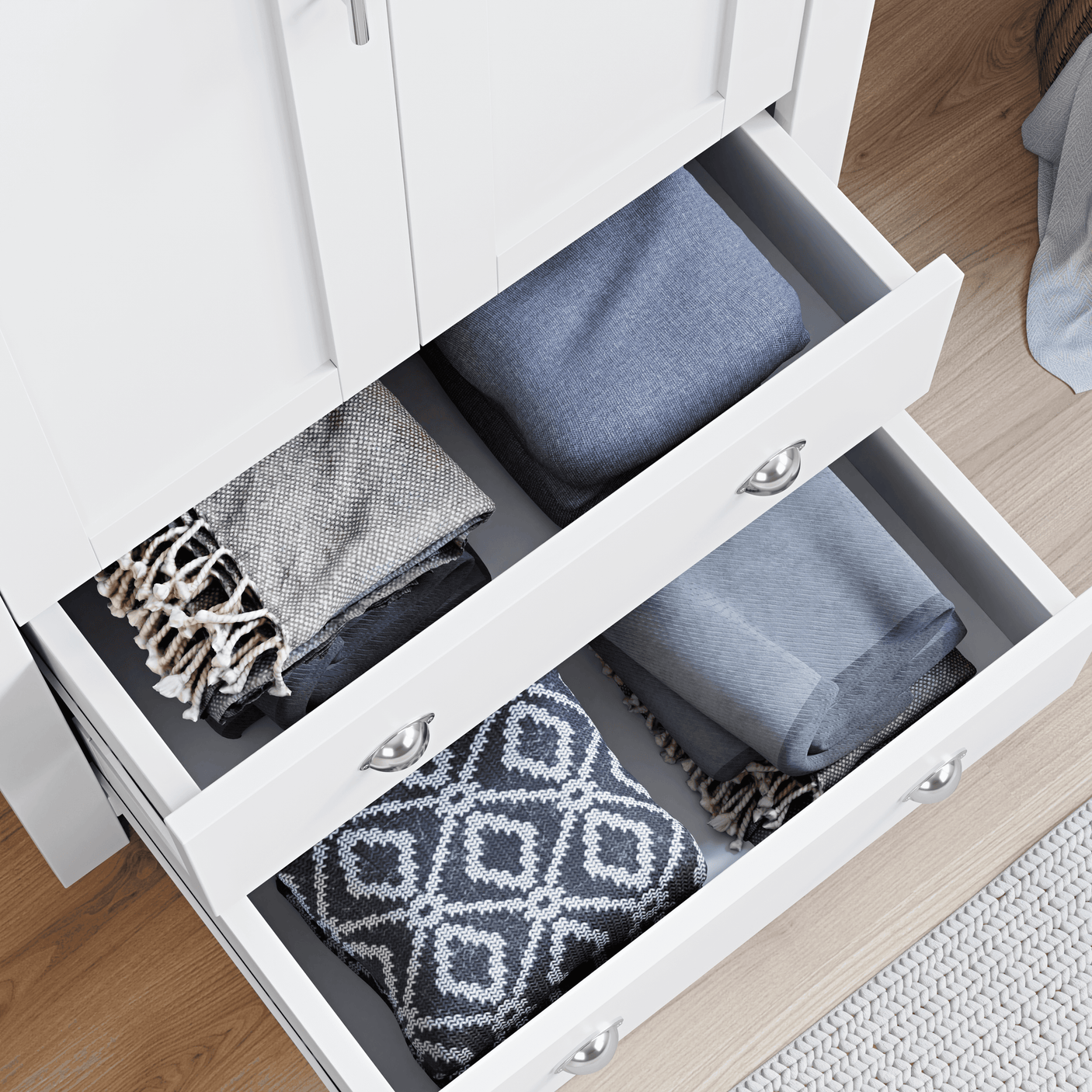 2 Door Wardrobe With Drawers and 4 Drawer Chest - Bedroom Set