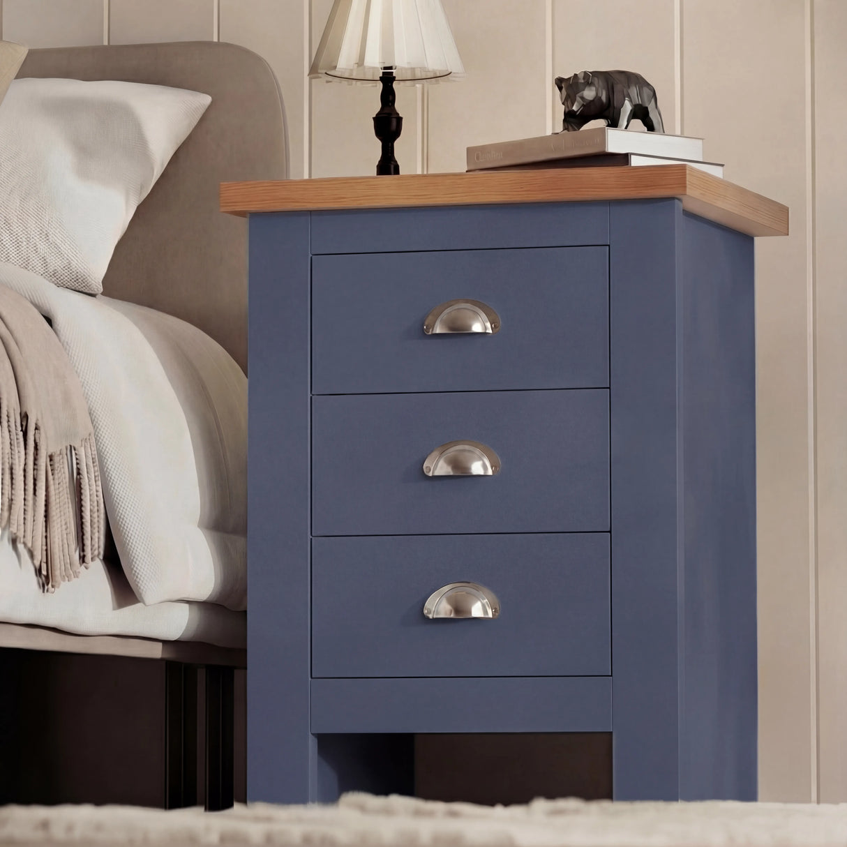 3 Drawer Bedside Table - Nightstand With Drawers
