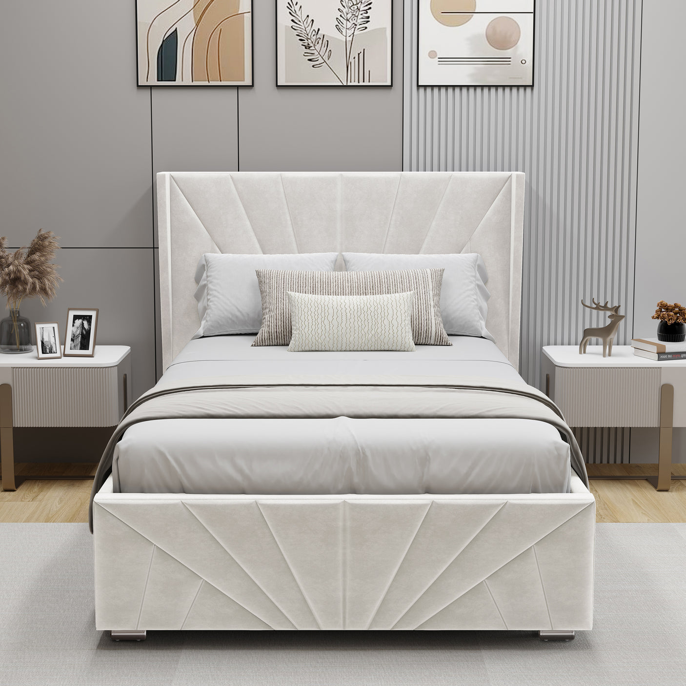 Velvet Ottoman Storage Bed - Sunrise Ottoman Bed Frame