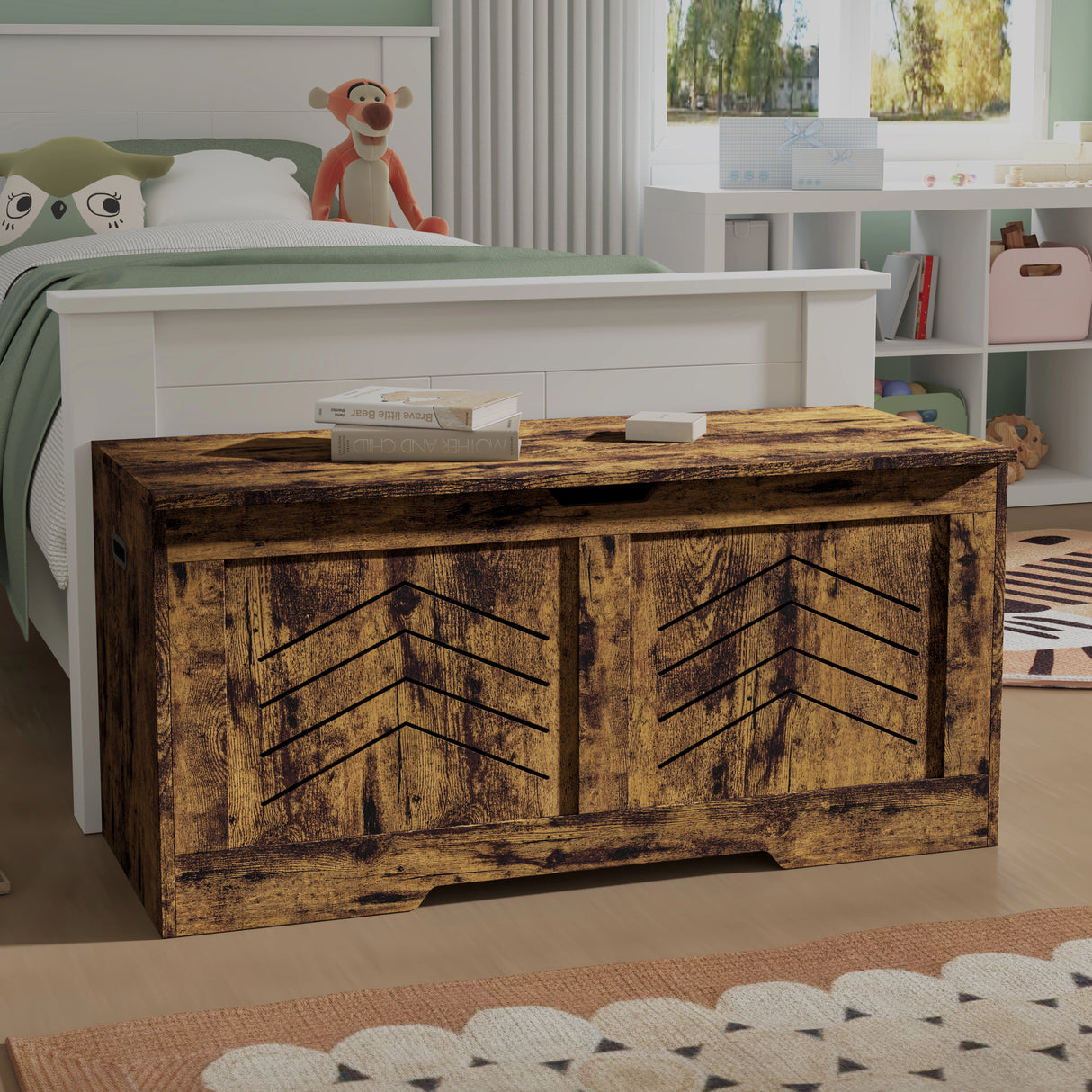 Toy Storage Box - Kids Storage Chest Blanket Box with Safety Hinges