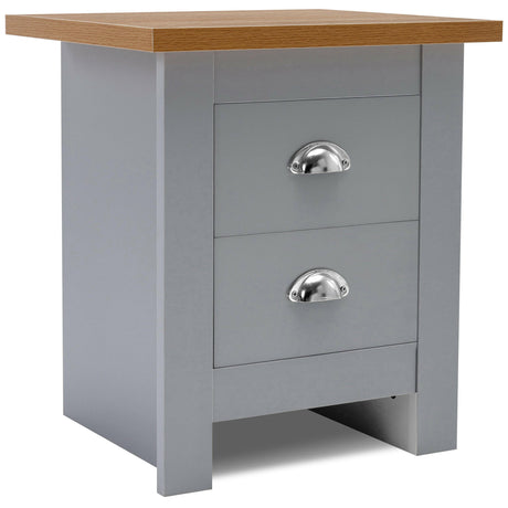 Modern 2-drawer grey bedside table, offering stylish and practical storage for bedrooms