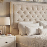 Cross Puffed Ottoman Storage Bed - Velvet Ottoman Bed Frame