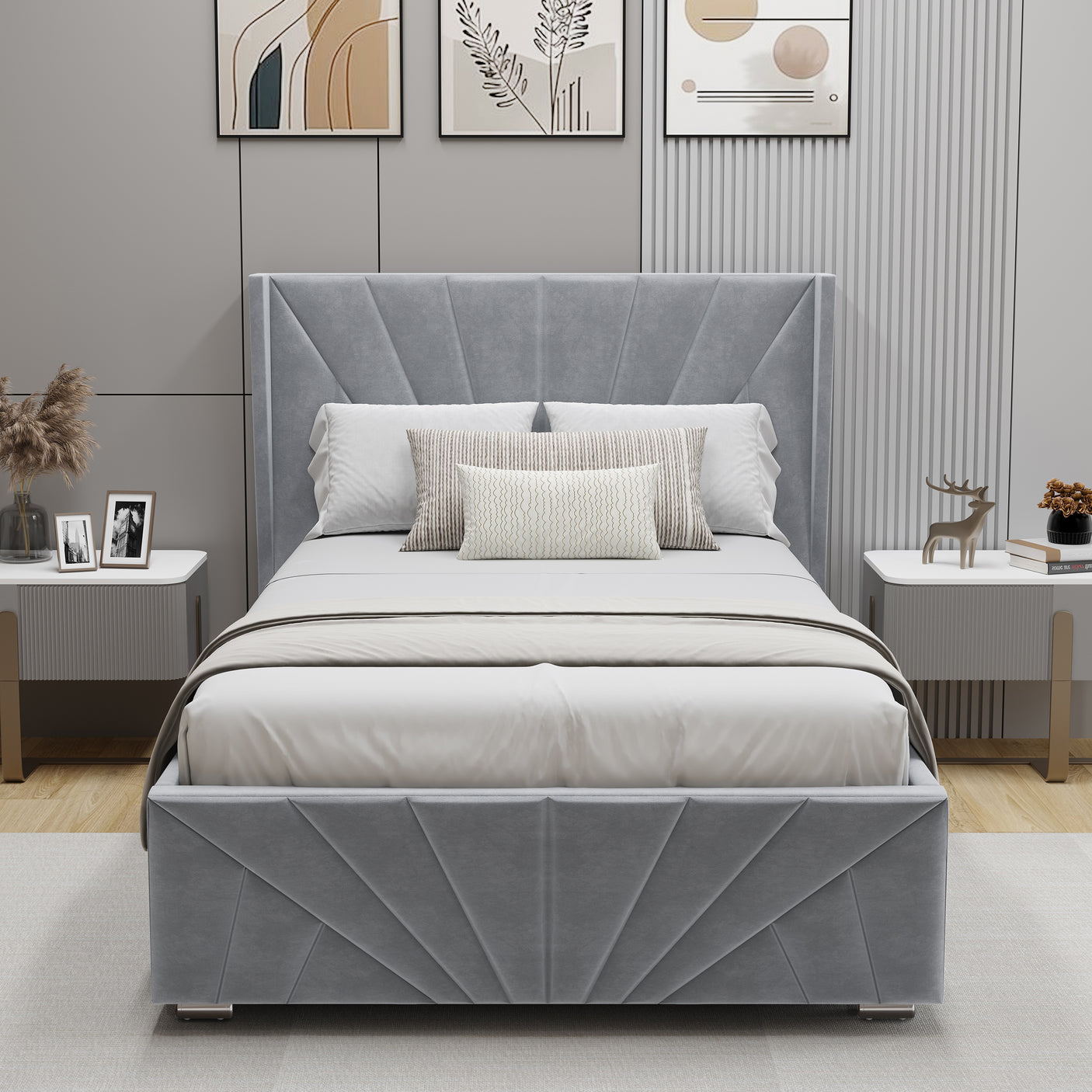Velvet Ottoman Storage Bed - Sunrise Ottoman Bed Frame