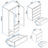 High Gloss 3 Piece Wardrobe Set With Chest of Drawers