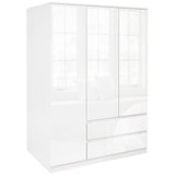 3-door, 2-drawer wardrobe with ample storage, a sleek design, and a modern white finish.