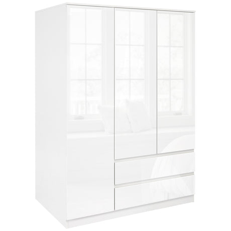 3-door, 2-drawer wardrobe with ample storage, a sleek design, and a modern white finish.