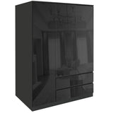 3-door grey wardrobe with drawers – modern and spacious storage for your bedroom.