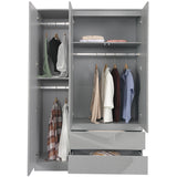 3-door wardrobe with shelves and drawers – practical storage with added organization features.