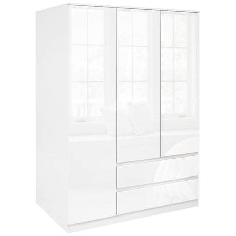 3 door white wardrobe with drawers sleek design and spacious storage for bedrooms