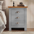 3 Drawer Bedside Table - Shaker Style with Oak Top & Cup Handles