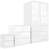 3-piece wardrobe set in white, featuring ample storage space for your bedroom.