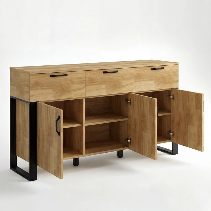 Ironmere Mango Wood Effect 3 Door Sideboard Cabinet