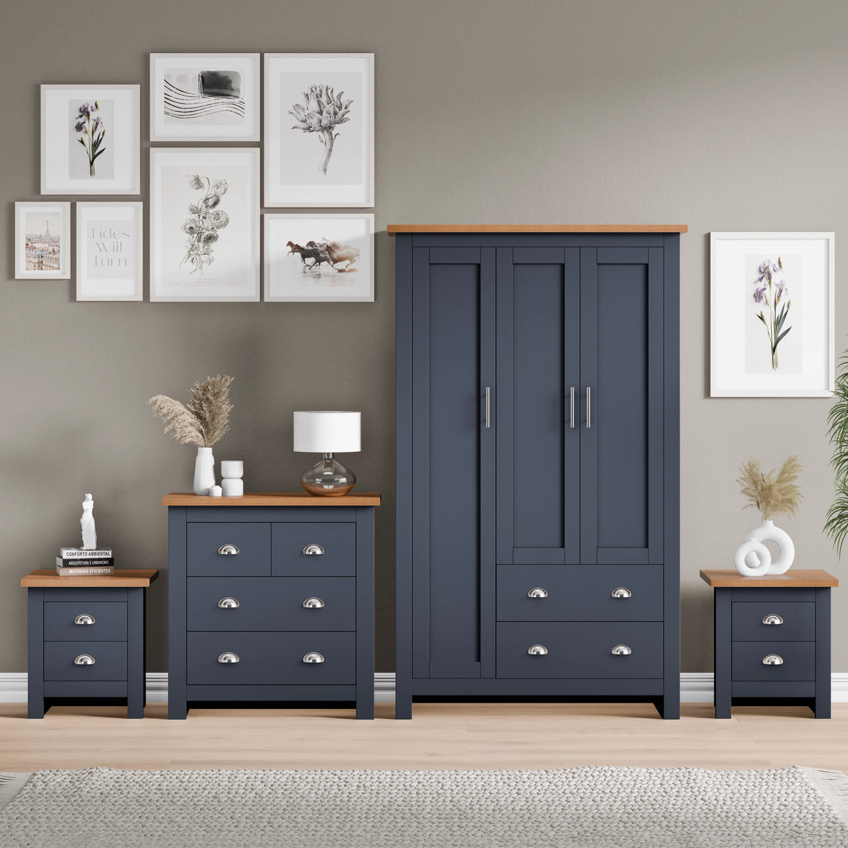Shaker 4 Piece Bedroom Set - Wardrobe and Chest of Drawers