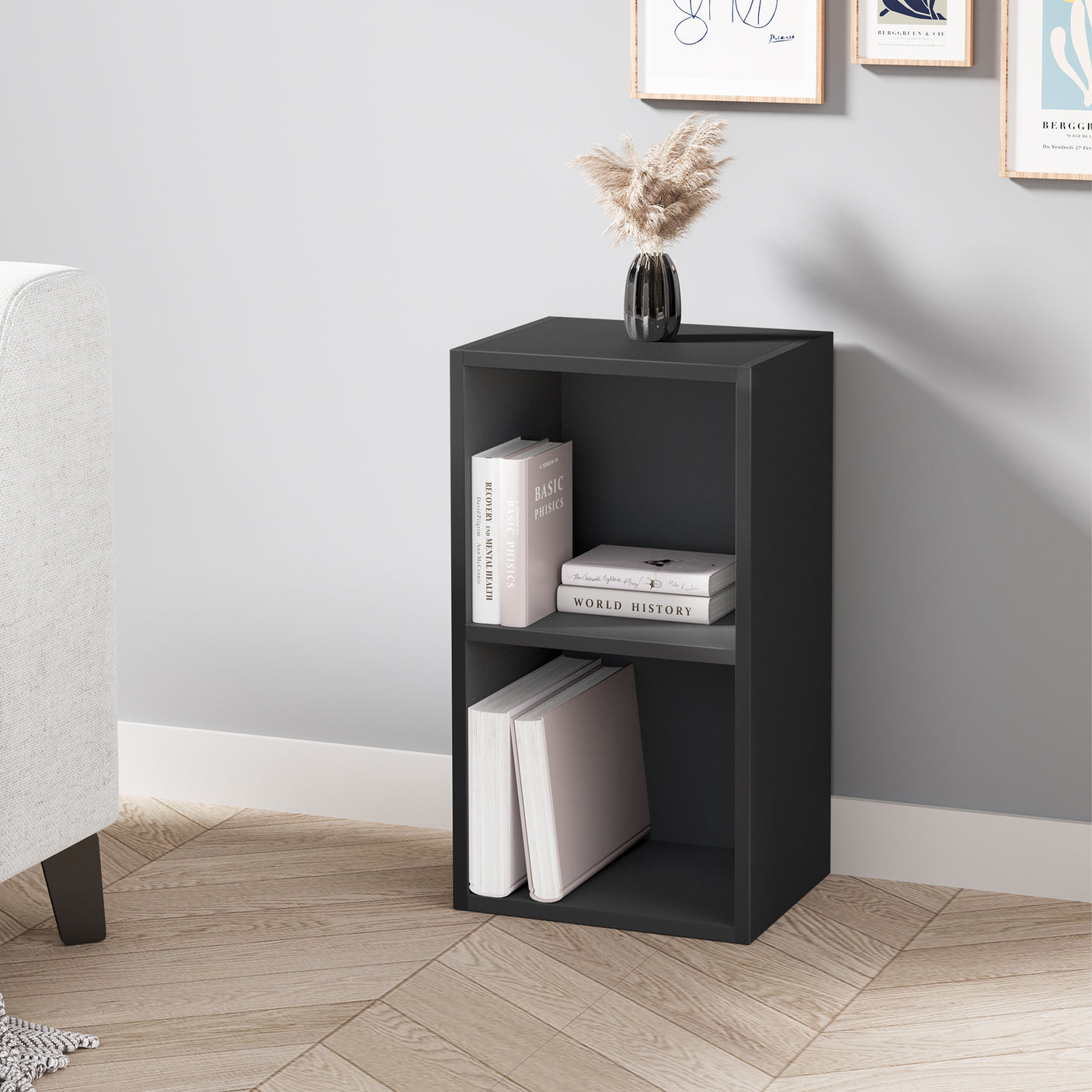 Bookcase Cube Storage Unit - Tall Narrow Bookshelf
