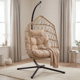 Foldable Hanging Egg Chair With Stand & Cushion